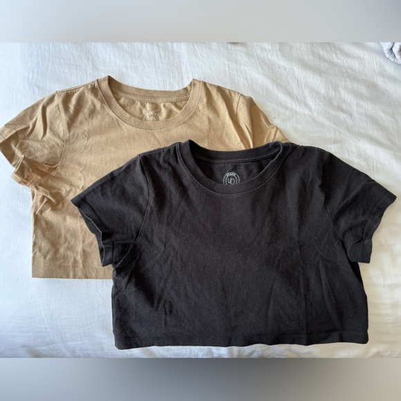 Urban Outfitters Tops - Nude and black cropped tshirt set